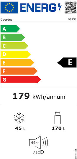 Cecotec Retro Ψυγείο Δίπορτο 215lt Υ148.5xΠ55xΒ58.5εκ. Κόκκινο Bolero CoolMarket 2D