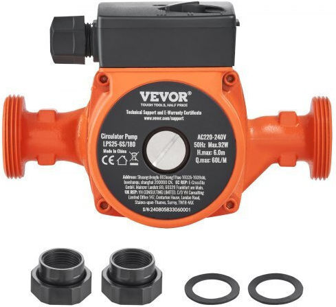 Vevor Αντλία Κυκλοφορίας Ζεστού Νερού 220v 92w 60 L Min 6m 1-1/2" 2°c-110°c Χαμηλού Θορύβου Lwkbzpbb6m605q93vv2