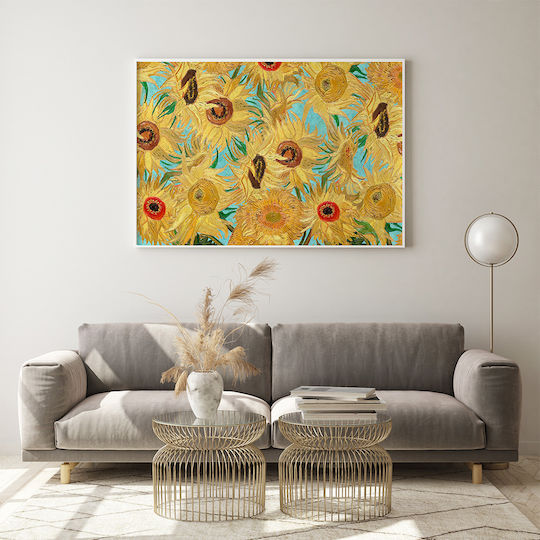 Poster Van Gogh Sunflowers Art109 60cm X 90cm Φυσικό Ξύλινο Κάδρο