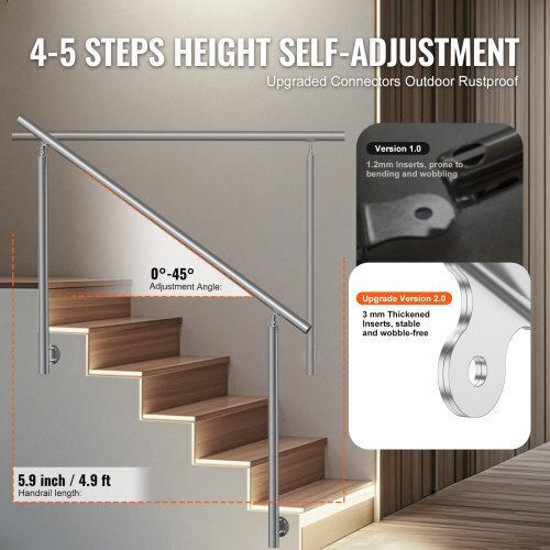 Vevor 59 Handrails Outdoor Stairs Side Support Bxgslzfs150cqri7ov0