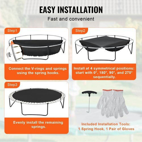 Vevor Trampoline Replacement Mat Frame 15ft 96 V-rings Springs 6.5" Yxbctd15yc96wj2g2v0
