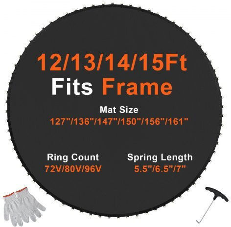 Vevor Replacement Trampoline Mat Frame 14ft 96 V-rings Springs 7" Yxbctd14yc96krj4xv0