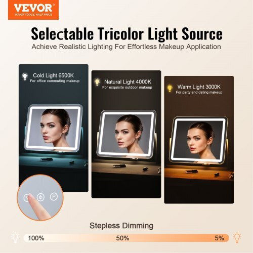 Vevor Makeup Mirror with Light 17.7x17.7cm White