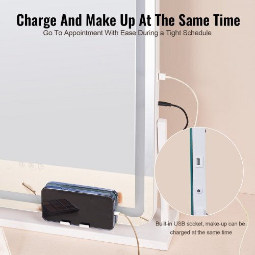 Vevor Makeup Mirror with Light 17.7x17.7cm White