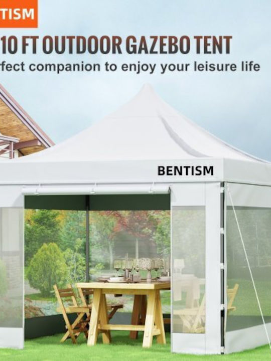 Vevor Zusammenklappbares Garten Gazebo Weiß 3x3m