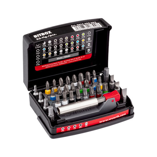 Wurth Set 33 Biți Șurubelniță Allen / Torx / Drept / Steaua / Cruce