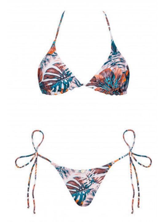 Obsessive Bikini Set Triangle Top & Slip Bottom Orange Floral