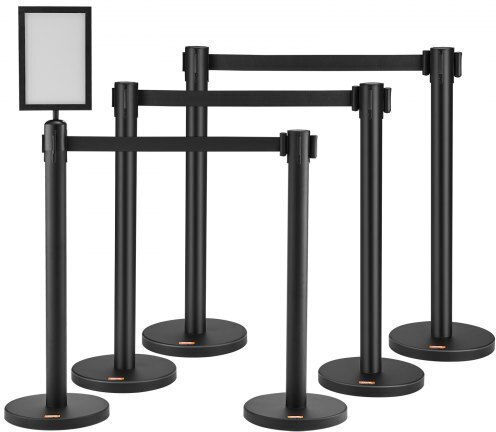 Vevor Set of 6 Barrier Stanchions & Sign Carbon Steel Zgglzhstzx6ju9zdtv0