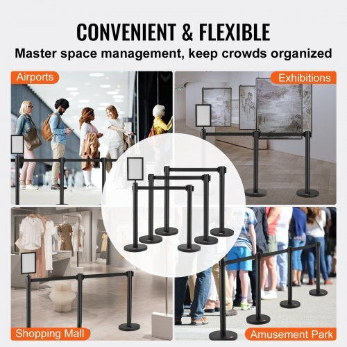 Vevor Set of 6 Barrier Stanchions & Sign Carbon Steel Zgglzhstzx6ju9zdtv0