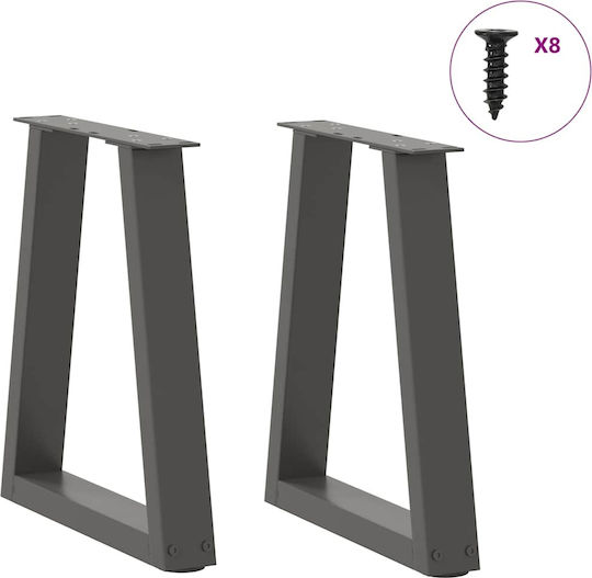vidaXL Metallic Furniture Leg 2 Pieces Suitable for Table / Coffee Table / Office 28x42cm Anthracite