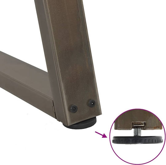vidaXL Metallic Furniture Leg 3 Pieces Suitable for Table / Coffee Table / Office 90x72cm Brown