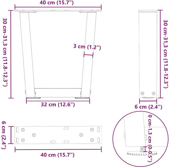 vidaXL Металик Крак На Мебел 2 Бройки Подходящ За Маса / Малка Маса / Офис 40x30см Антрацит