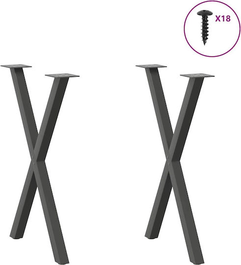 vidaXL Металик Крак На Мебел 2 Бройки Подходящ За Маса / Малка Маса / Офис 60x72см Антрацит