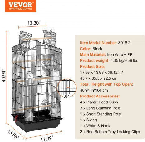 Vevor Bird Cage Black
