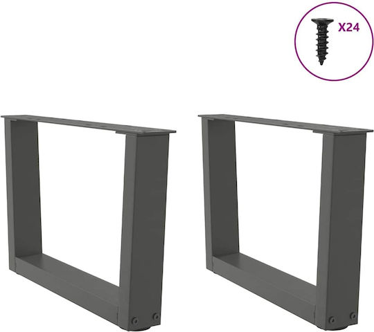 vidaXL Metallisches Möbelbein 2 Stück Für Tisch / Beistelltisch / Büro 60x30cm Anthrazit