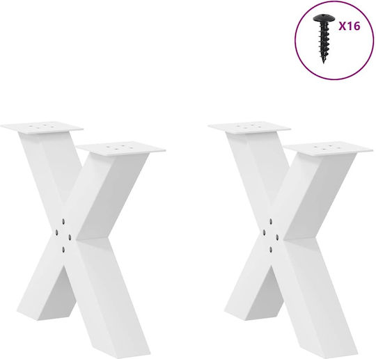 vidaXL Metal Furniture Leg 2 Pieces Suitable for Table / Coffee Table / Office 60x42cm White