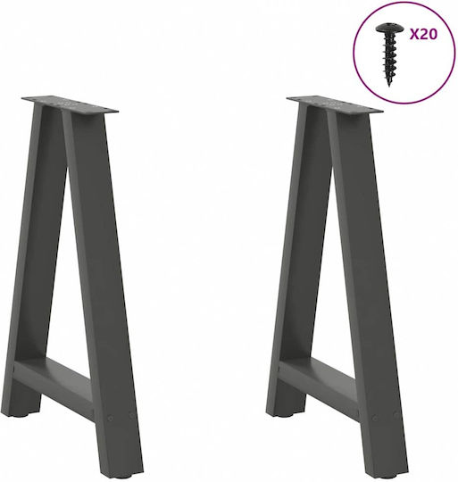 vidaXL Metallisches Möbelbein 2Stücke Für Tisch / Beistelltisch / Büro 60x72cm Anthrazit