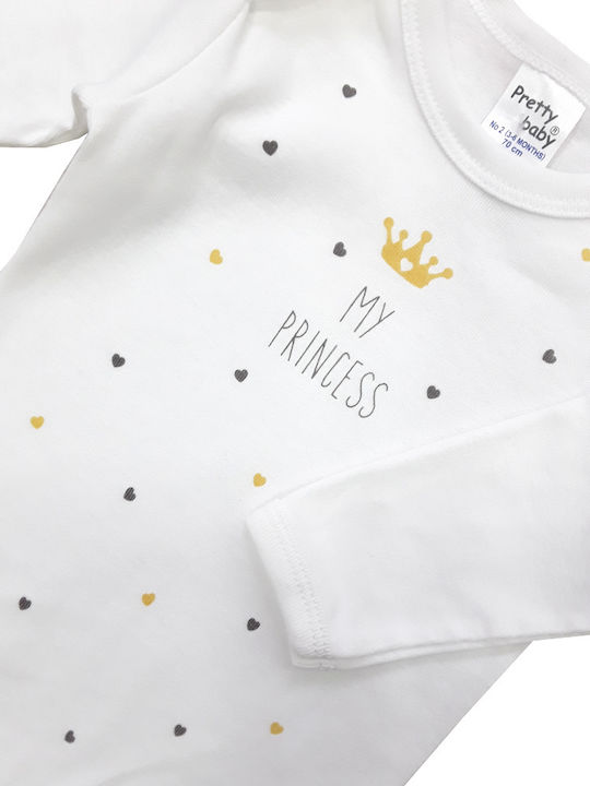 Pretty Baby Baby Bodysuit Long-Sleeved My Princess White