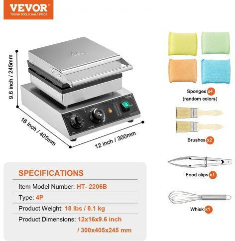 Vevor Commercial Round Waffle Maker SYBLSHFBJDPF0EHRRV2