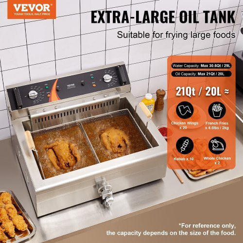 Vevor Ηλεκτρική Φριτέζα Διπλή 3kW Χωρητικότητας 2x29lt