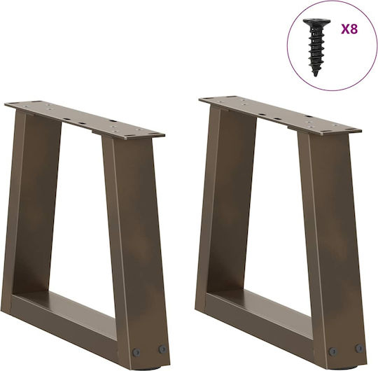 vidaXL Metallic Furniture Leg 2 Pieces Suitable for Table / Coffee Table / Office 30x30cm Brown