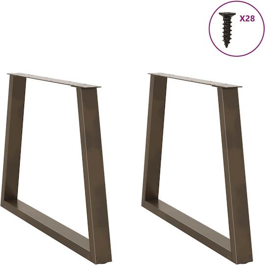 vidaXL Metallic Furniture Leg 2 Pieces Suitable for Table / Coffee Table / Office 90x72cm Brown