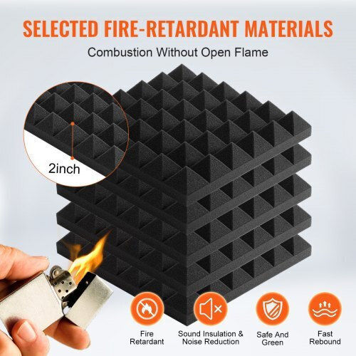 Vevor Panou De Material De Tratament Audio (36 Bucăți) În Design Piramidă 30cm x 30cm x 50mm