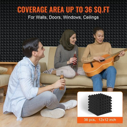 Vevor Panou De Material De Tratament Audio (36 Bucăți) În Design Piramidă 30cm x 30cm x 50mm