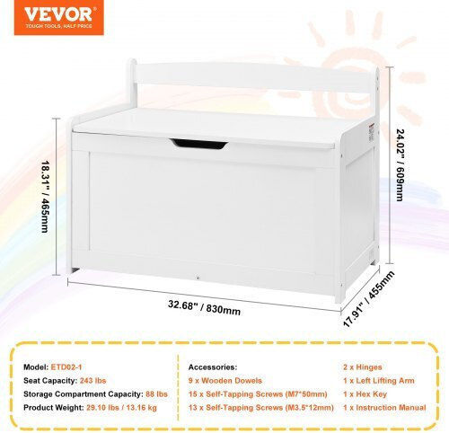 Vevor Children's Storage Box made of Wood White 83x45x61cm 1pcs