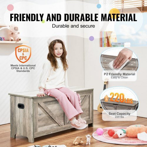 Vevor Children's Storage Box made of Wood Gray 38.98x15.55x18.9cm 1pcs