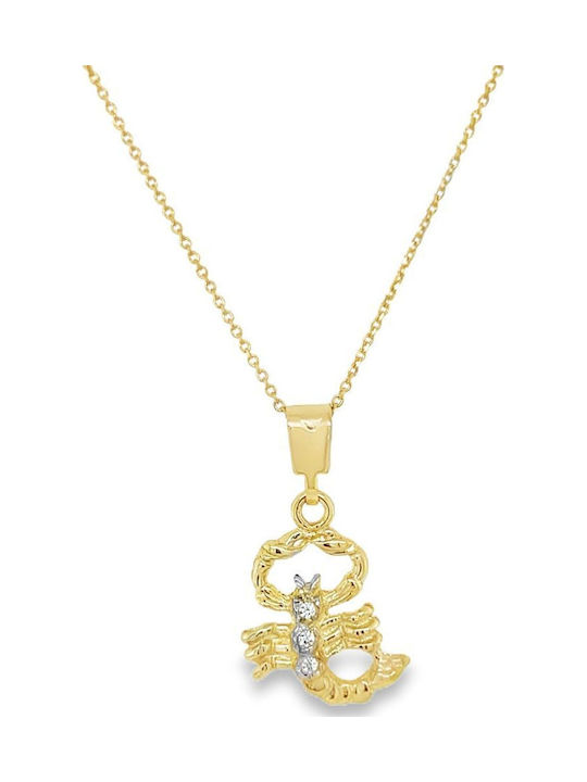 Xryseio Scorpio Zodiac Sign Charm in 14K Gold with Zircon