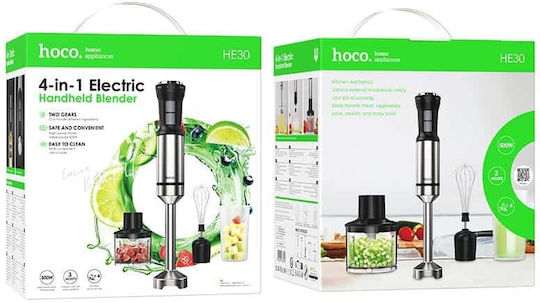 Hoco HE30 Ραβδομπλέντερ με Ανοξείδωτη Ράβδο 500W Ασημί