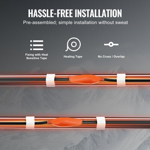 Vevor Καλώδιο Θέρμανσης Σωλήνων 25μ 23w/m Ενσωματωμένο Θερμοστάτη Hglgwqgdjrdlls1aav2