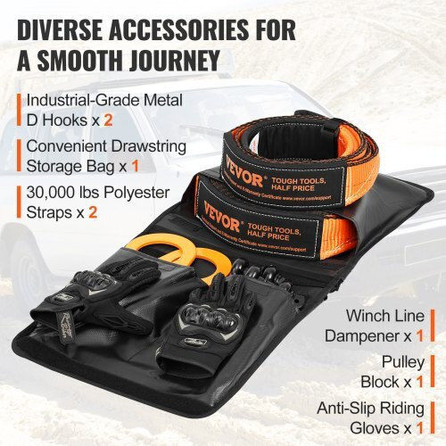 Vevor Off-Road Recovery Kit Straps 30000 Lbs D-Rings 44092 Lbs Receiver Pulley Gloves Bag Atv Jeep Truck Jpjygjb8j000sbo12v0