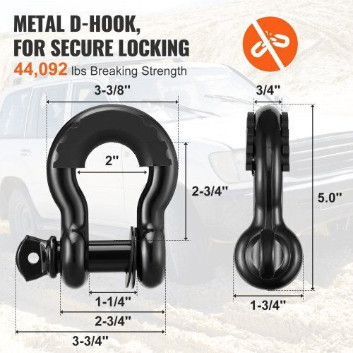 Vevor Off-Road Recovery Kit Straps 30000 Lbs D-Rings 44092 Lbs Receiver Pulley Gloves Bag Atv Jeep Truck Jpjygjb8j000sbo12v0