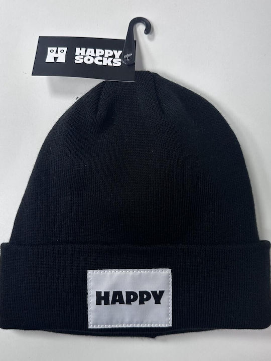 Happy Socks Beanie Unisex Beanie Knitted in Black color