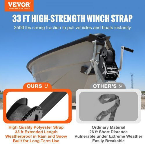 Vevor Χειροκίνητος Βίντσι 3500 Lbs Ιμάντα 33 Ft Σκάφος Τρέιλερ Cysdjp3500bdrd94xv0