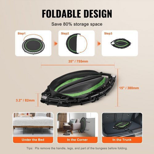 Vevor 40" Foldable Mini Fitness Trampoline Handle Adults Yxjsbcdbskzd3pbb6v0