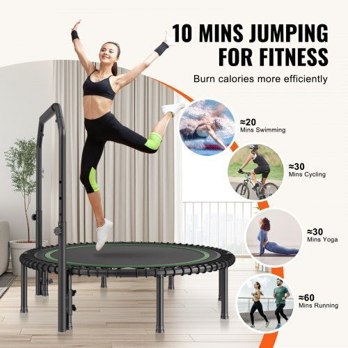 Vevor 51" Foldable Mini Fitness Trampoline Handle Adults