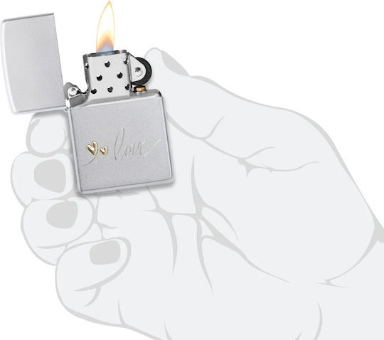 Zippo Love Запалка Пламък В Сребрист Цвят