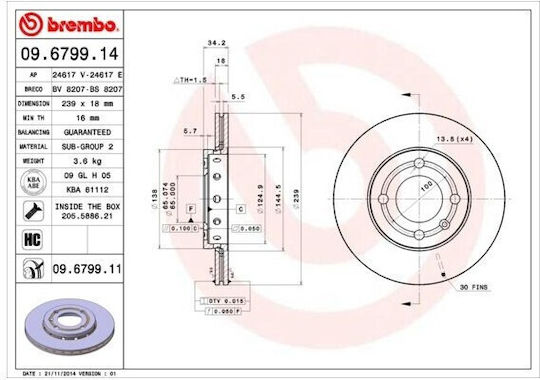 Brembo Brake Discs Front for Seat Arosa Volkswagen Polo / Lupo