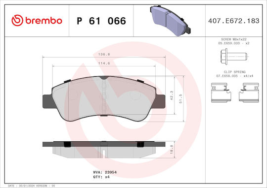 Brembo Brake Pad Front for Chevrolet C3 Picasso Citroen DS / Berlingo / C2 / C3 Aircross / C3 / C3 Picasso / C4 / C4 Cactus