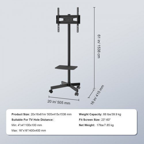 Vevor LDDSZJKYDLY60F75FV0 Wall TV Mount up to 60"