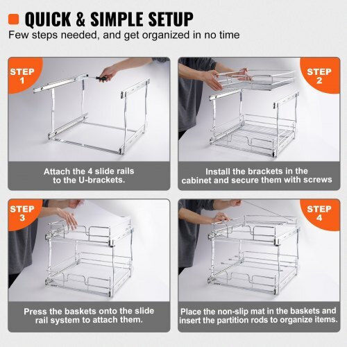 Vevor Schieberegale Doppelt 33x53cm Chrom Küche Badezimmer Schränke Hgs214w21d15h80ocv0