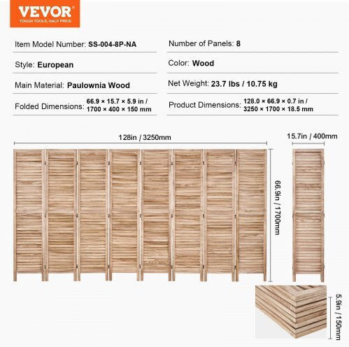 Vevor Dekorativer Raumteiler Hölzernes 325x170cm