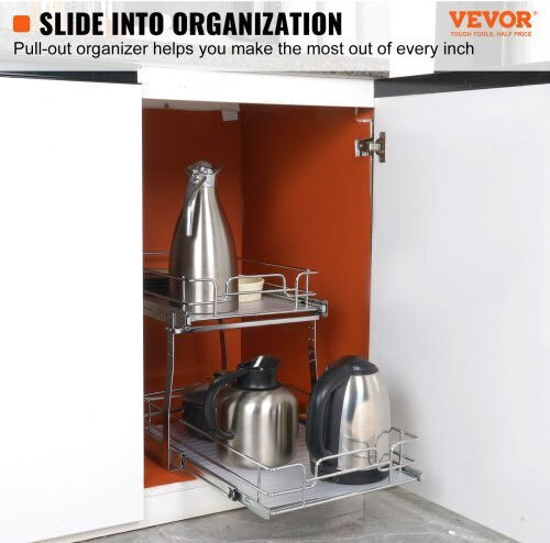Vevor Schieberegale Doppelt 33x53cm Chrom Küche Badezimmer Schränke Hgs214w21d15h80ocv0