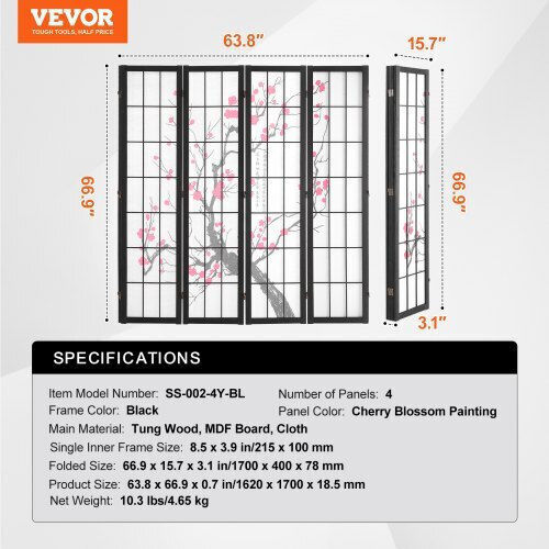 Vevor Διακοσμητικό Παραβάν Ξύλινο 162x170cm