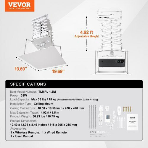 Vevor Βάση Projector Οροφής με Μέγιστο Φορτίο 15kg Λευκή