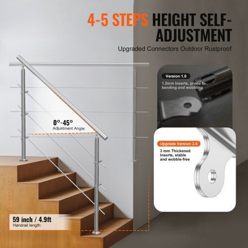 Vevor Handrails 59in Outdoor Steps 3 Crosses Porch Deck Bxgslzfs150cbu3ngv0