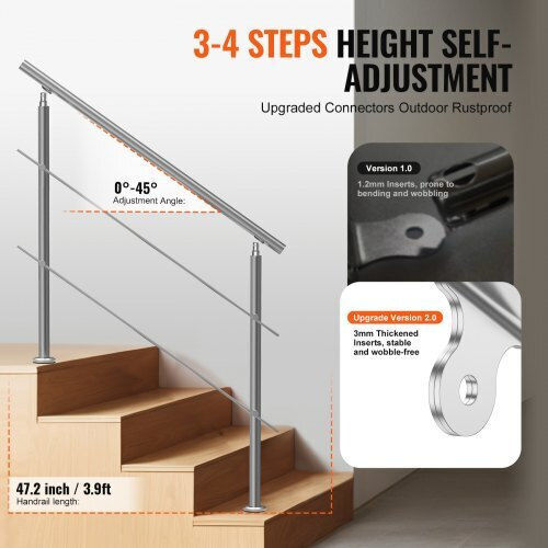 Vevor Handrails 47.2" Outdoor Steps 2 Crosses Porch Deck Bxgslzfs120cw8ddjv0
